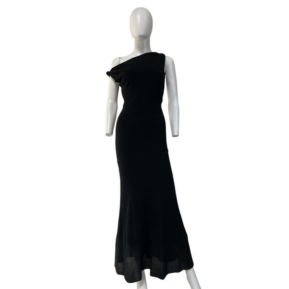 Sir 'Glow' Black Cotton Twisted Midi Dress Size 1 - Picture 2 of 5